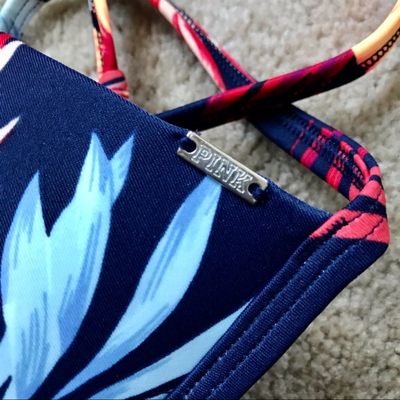 NWT PINK tropical floral bikini top size XS - Picture 3 of 5